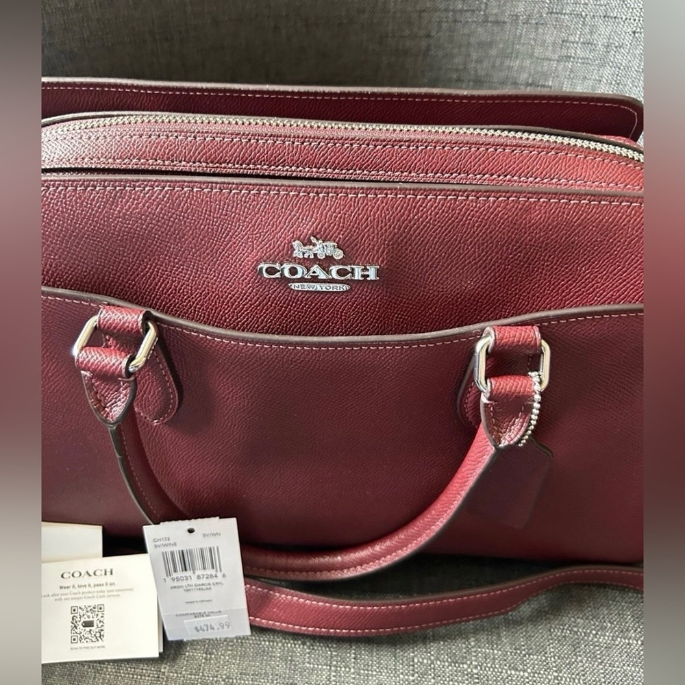 Coach Burgundy Leather Satchel - Picture 4 of 7